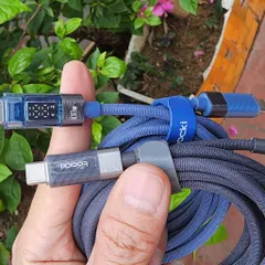 Dây sạc nhanh PD 20W Toocki C-L ,C to C 100w với đèn LED báo công suất dài 2m, vải dù chống đứt gãy
