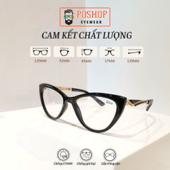 Gọng kính cận mắt mèo nữ D905 kiểu mắt kính tròn chất liệu nhựa dẻo gọng kim loại thời trang POSHOP