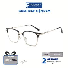 Gọng Kính Nam Kim Loại Nửa Viền Siêu Nhẹ TR68012, Thiết Kế Lịch Lãm, Tròng Kính Chống Ánh Sáng Xanh Bảo Vệ Mắt Toàn Diện