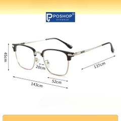 Gọng Kính Nam Kim Loại Nửa Viền Siêu Nhẹ TR68012, Thiết Kế Lịch Lãm, Tròng Kính Chống Ánh Sáng Xanh Bảo Vệ Mắt Toàn Diện