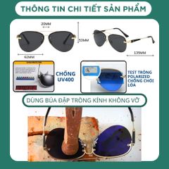 Kính Mát Đen Nam Chống Chói Cao Cấp Kính Râm Tròng Phân Cực Đi Ngày Đêm Chống UV400 M1