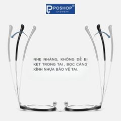 Gọng Kính Nam Kim Loại Nửa Viền Siêu Nhẹ TR68012, Thiết Kế Lịch Lãm, Tròng Kính Chống Ánh Sáng Xanh Bảo Vệ Mắt Toàn Diện