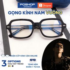 Gọng kính nam gọng vuông kính cận loạn cốt kim loại chống ánh sáng xanh và ngăn uv400 ST01 POSHOP