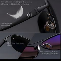 Kính Mát Đen Nam Chống Chói Cao Cấp Kính Râm Tròng Phân Cực Đi Ngày Đêm Chống UV400 M1
