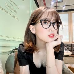 Gọng kính cận mắt mèo nữ D905 kiểu mắt kính tròn chất liệu nhựa dẻo gọng kim loại thời trang POSHOP