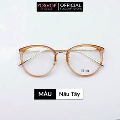 Gọng kính cận nữ unisex kiểu tròn trứng gà nhựa dẻo gọng mắt mèo thanh mảnh chân kim loại POSHOP
