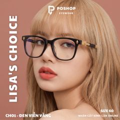 Mắt kính cận không độ nam nữ gọng kim loại cao cấp chống tia uv400 thời trang dễ đeo CH01 POSHOP