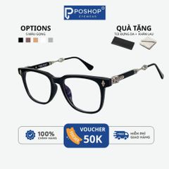 Mắt kính cận không độ nam nữ gọng kim loại cao cấp chống tia uv400 thời trang dễ đeo CH01 POSHOP
