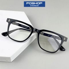 Mắt kính cận không độ nam nữ gọng kim loại cao cấp chống tia uv400 thời trang dễ đeo CH01 POSHOP