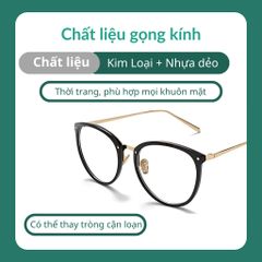 Gọng kính cận nữ mắt tròn chất liệu nhựa lõi kim loại xinh xắn, dễ đeo D0903 POSHOP
