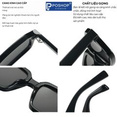 Kính Râm Thời Trang Unisex Nam Nữ Kiểu Dáng Vuông Cổ Điển Chống Tia UV400 Tròng Mắt Mát Bản Lề Kim Loại Chắc Chắn SZ3209