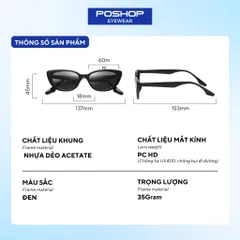 Mắt kính thời trang nữ gọng kính mát chống tia uv kiểu dáng thời trang dễ đeo B2130 POSHOP