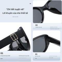 Kính mát râm đen gọng vuông bảo vệ mắt chống tia UV thời trang dành cho nam nữ 5043 POSHOP