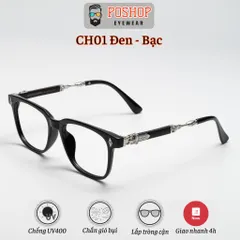 Mắt kính cận không độ nam nữ gọng kim loại cao cấp chống tia uv400 thời trang dễ đeo CH012 POSHOP