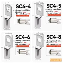 ✅ Đầu cos [LOẠI DÀY] SC4, SC6, SC10, SC16, SC25, SC35, SC50, SC70, SC95, SC120, SC150