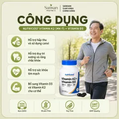 Nutricost Vitamin K2 MK-7 100mcg + Vitamin D3 5000 IU 120 Viên Nang Mềm | Hỗ Trợ Hấp Thu Canxi, Không Gluten, Non-GMO