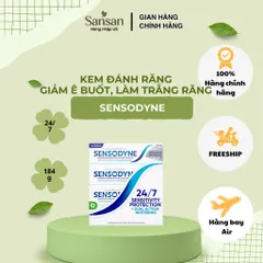 Kem Đánh Răng Sensodyne Advanced Whitening 184g x4 Giảm Ê Buốt, Làm Trắng Răng, Hơi Thở Thơm Mát