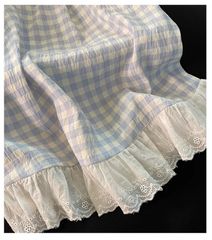 Bộ Đồ Ngủ Cotton Xanh Kẻ Sọc Phong Cách Mới Mùa Hè, Có Miếng Lót Ngực