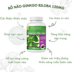 🎓🍀🌸Viên Uống Bổ Não của Mỹ TRUNATURE® GINKGO BILOBA 120mg with VINPOCETINE 340 viên