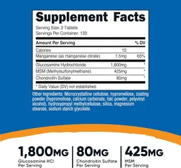 Hàng Mỹ - Nutricost Glucosamine Chondoiin MSM 240 viên - Hỗ trợ xương khớp, vận động linh hoạt