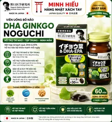 Viên Uống Bổ Não DHA Ginkgo Noguchi 60 Viên Nhật Bản - Kết Hợp Bạch Quả, DHA, EPA Hỗ Trợ Não Bộ Khỏe Mạnh