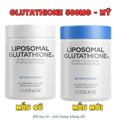 Viên uống trắng da Codeage Liposomal Glutathione 500mg - 60 viên hỗ trợ làm sáng da, chống oxy hóa, không gluten, Non-GMO