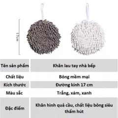 Khăn Lau Tay TRÒN Sợi San Hô Nhanh Khô