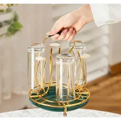 Khay úp cốc mạ vàng kèm khay đựng màu trắng Hình Tròn