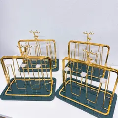Khay Úp Cốc Hình Chữ Nhật Tuần Lộc Mạ Vàng Sang Chảnh - HÀNG LOẠI 1