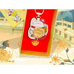 Móc khoá hính mèo may mắn có hộp