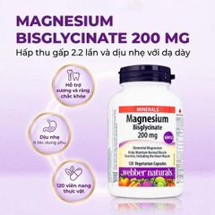Viên uống hỗ trợ xương răng chắc khỏe Magnesium Bisglycinate Webber Naturals (120 viên)