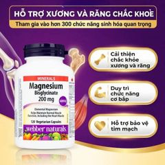 Viên uống hỗ trợ xương răng chắc khỏe Magnesium Bisglycinate Webber Naturals (120 viên)