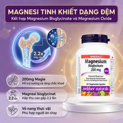 Viên uống hỗ trợ xương răng chắc khỏe Magnesium Bisglycinate Webber Naturals (120 viên)