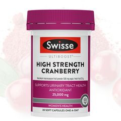 Viên uống Swisse Ultiboost High Strength Cranberry 25000 mg |30 & 90 viên| Hỗ trợ sức khỏe đường tiết niệu & Ngăn ngừa oxy hóa [S/P Chuẩn Úc]