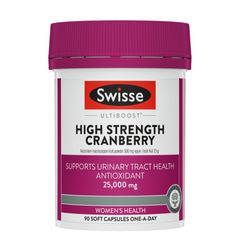 Viên uống Swisse Ultiboost High Strength Cranberry 25000 mg |30 & 90 viên| Hỗ trợ sức khỏe đường tiết niệu & Ngăn ngừa oxy hóa [S/P Chuẩn Úc]