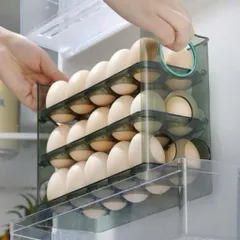 Khay trứng 3 tầng tự lật để cánh tủ lạnh gọn gàng ngăn nắp