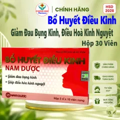 Bổ Huyết Điều Kinh Nam Dược Giúp Giảm Đau Bụng Kinh, Điều Hoà Kinh Nguyệt - Hộp 30 Viên