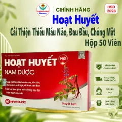 Hoạt huyết Nam Dược Giúp Hỗ trợ hoạt huyết, cải thiện thiếu máu não, đau đầu, chóng mặt - Hộp 50v