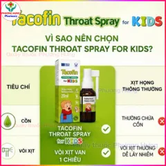 Xịt Họng Tacofin Kids Cho Trẻ Em Giúp Dịu Vùng Cổ Họng Bị Viêm,Giảm Kích Ứng Khoang Miệng-Lọ 20ml