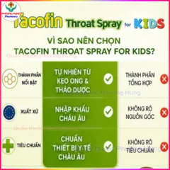 Xịt Họng Tacofin Kids Cho Trẻ Em Giúp Dịu Vùng Cổ Họng Bị Viêm,Giảm Kích Ứng Khoang Miệng-Lọ 20ml