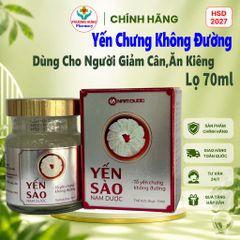 Yến Sào Nam Dược Tổ Yến Chưng Không Đường Bồi Bổ Sức Khỏe,Dùng Cho Người Giảm Cân,Ăn Kiêng-Lọ 70ml
