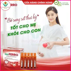 Ino Ferro Ích Nhân Bổ Sung Sắt Hữu Cơ,  Acid Folic Giảm Tình Trạng Thiếu Máu Do Thiếu Sắt-Hộp 20 Ống