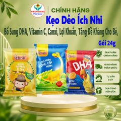 Kẹo dẻo Ích Nhi, có nhiều loại giúp bổ sung DHA, Vitamin C, Canxi, Lợi khuẩn, Tăng đề kháng cho bé, ăn rất ngon-Gói 24g