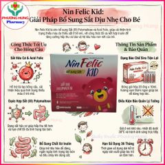 Nin Felic Kid Nam Dược Bổ Sung Sắt Hữu Cơ Và Acid Folic Giảm Thiếu Máu Do Thiếu Sắt Ở Trẻ-Hộp 20 Ống