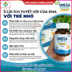 Dầu Cá Omega Extra DHA Của VNGPV Hỗ Trợ Phát Triển Não Bộ, Bổ Mắt, Cải Thiện Thị Lực - Lọ 30 Viên