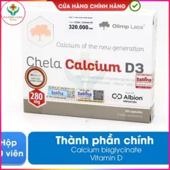Chela Calcium D3-Bổ Sung Canxi,Vitamin D3 Cho Trẻ Từ  6 Tuổi,Người Lớn,Mẹ Bầu Và Cho Con Bú-Hộp 30V