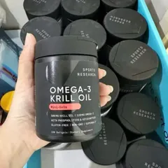 Viên uống dầu Nhuyễn Thể Sports Research Omega-3 Krill Oil Mini-Gels 500 mg |120 viên| Bảo vệ tim mạch - Kháng viêm & Tăng cường trí não [S/P Chuẩn Mỹ]