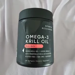 Viên uống dầu Nhuyễn Thể Sports Research Omega-3 Krill Oil Mini-Gels 500 mg |120 viên| Bảo vệ tim mạch - Kháng viêm & Tăng cường trí não [S/P Chuẩn Mỹ]