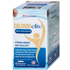Viên uống bổ sung canxi, Vitamin D3 và Vitamin K2 cho cơ thể, hỗ trợ xương chắc khoẻ CalciumElite Vitamins For Life (Hộp 60 viên)