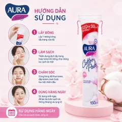 [Tặng quà] Combo 5 gói bông tẩy trang Aura Beauty 150 miếng không xơ bông 100% cotton tự nhiên